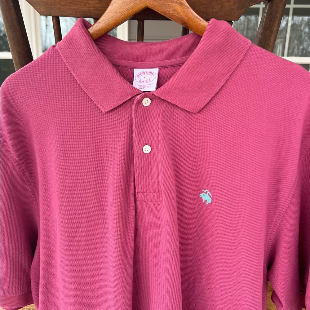 Brooks Brothers 1818 Performance Polo Shirt Berry Pink Original Fit Cotton XL